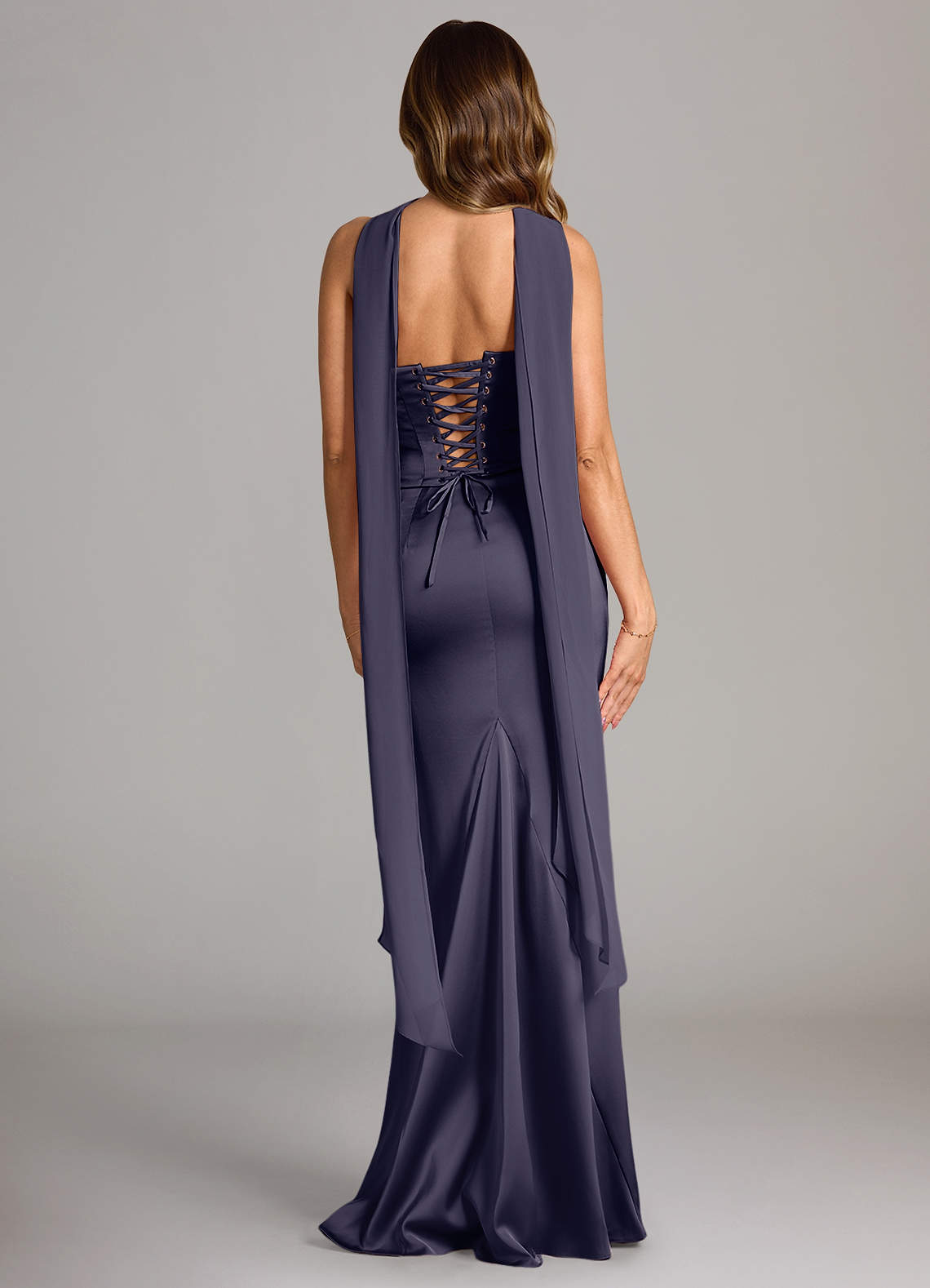 Azazie Sorrel Bridesmaid Dresses Stormy Mermaid Strapless Stretch Satin Convertible Dress image1