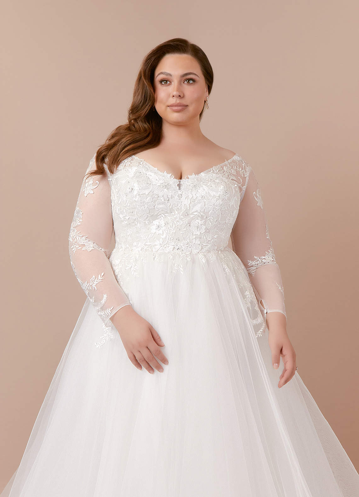 Azazie Freya Vestidos de novia Vestido de Diamante Blanco de Tul de Corte en A con Lentejuela image12