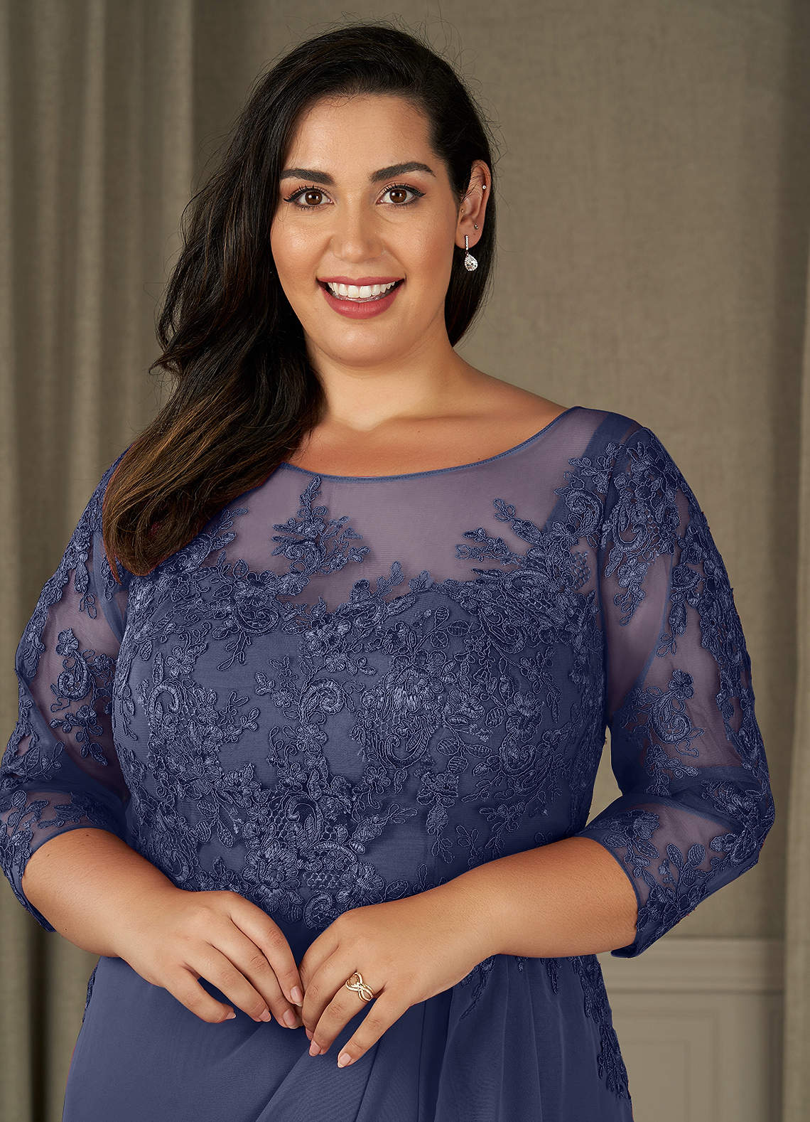 Azazie Calanthe Stormy ALine Scoop Chiffon Dress Azazie