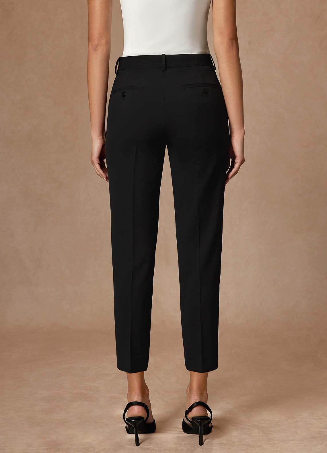 front Whitney Black Refined Weave Performance Cropped Pants Suit