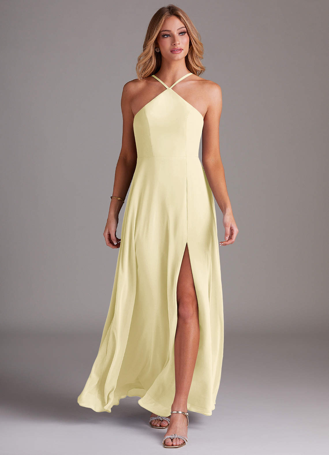 yellow high low bridesmaid dresses Azazie Bailey K’homo Fashion lo hem and a Color::#18-Dusty Rose Black One Shoulder Maxi