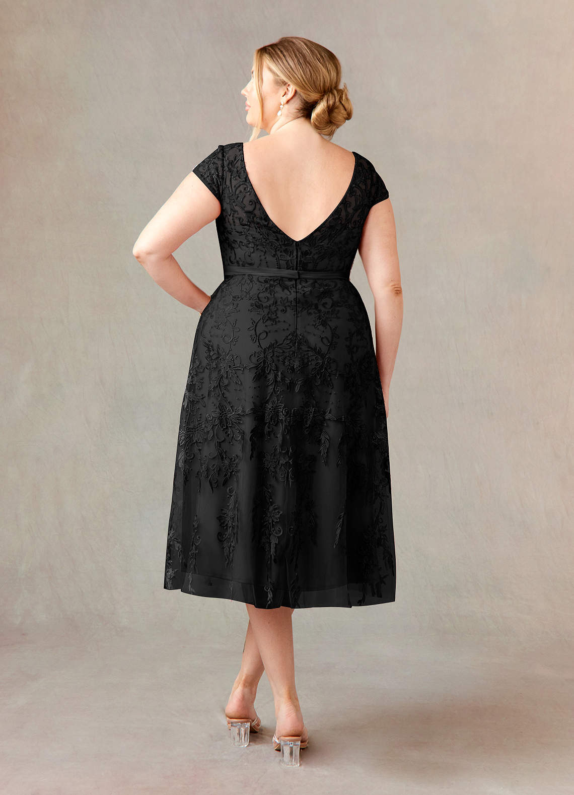 Azazie Sanna Black A-Line Scoop Lace Tulle Dress Ready to Ship | Azazie Azazie Sanna Black A-Line Scoop Lace Tulle Dress Ready to Ship | Azazie