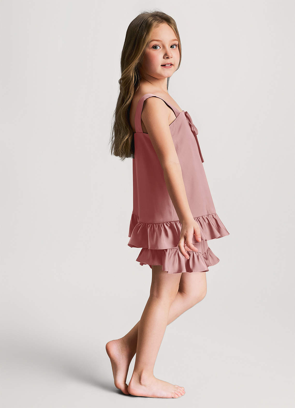 front Ensemble pyjama fille : haut à volants en satin et short