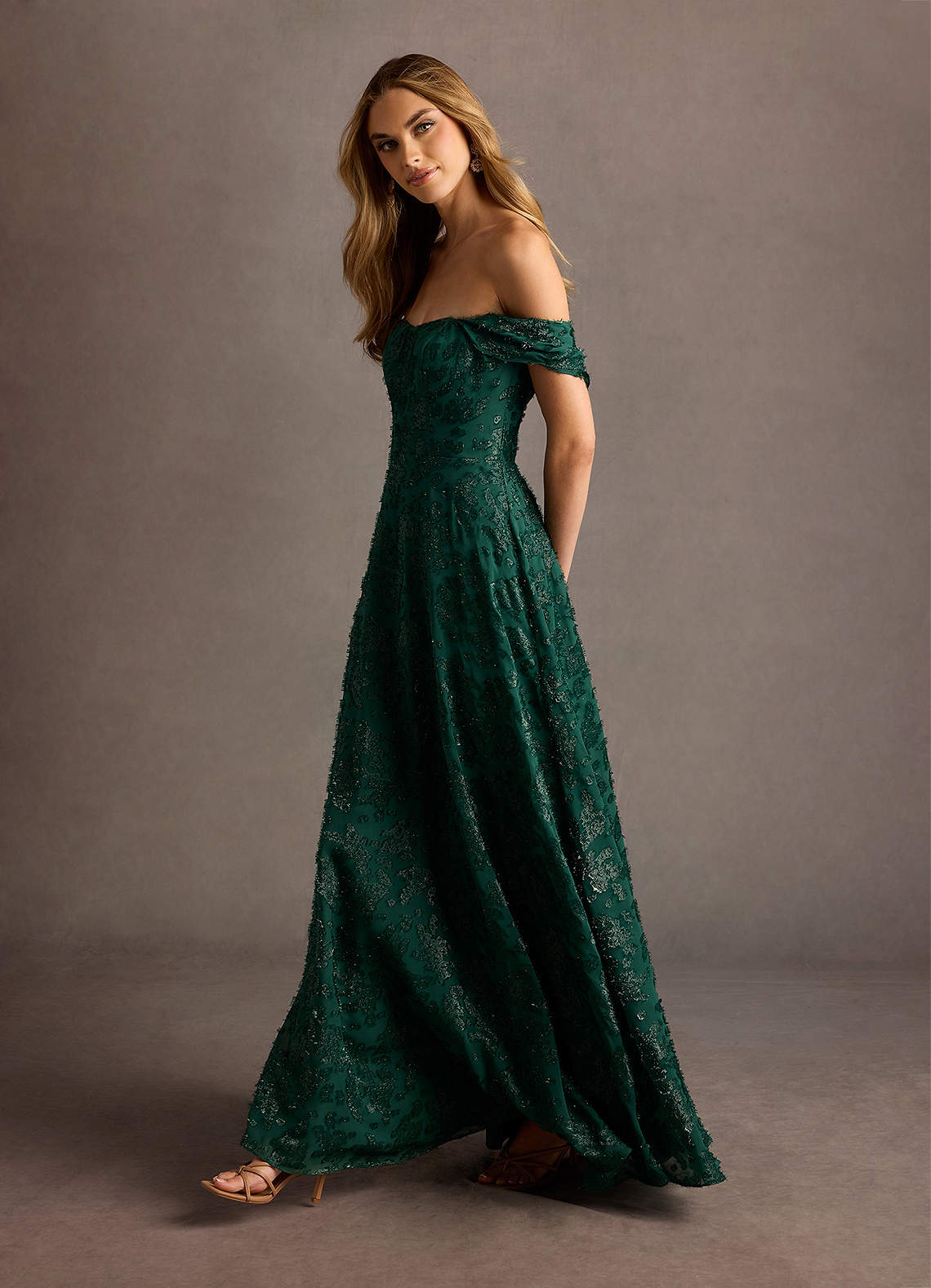 Saphirra Emerald Off Shoulder Gown image1