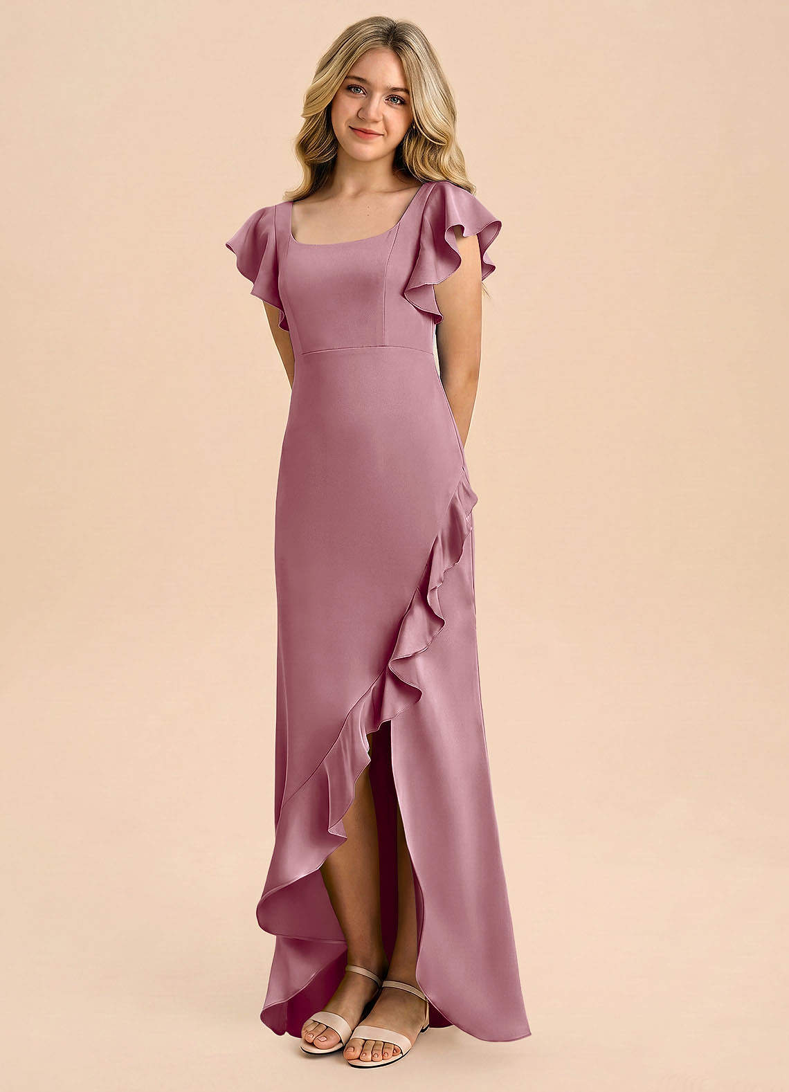 vintage junior bridesmaid dresses Azazie Demi ASTON STUDIO Ariel Mesh vintage doll friendly adaption of our Color:Champagne Gold