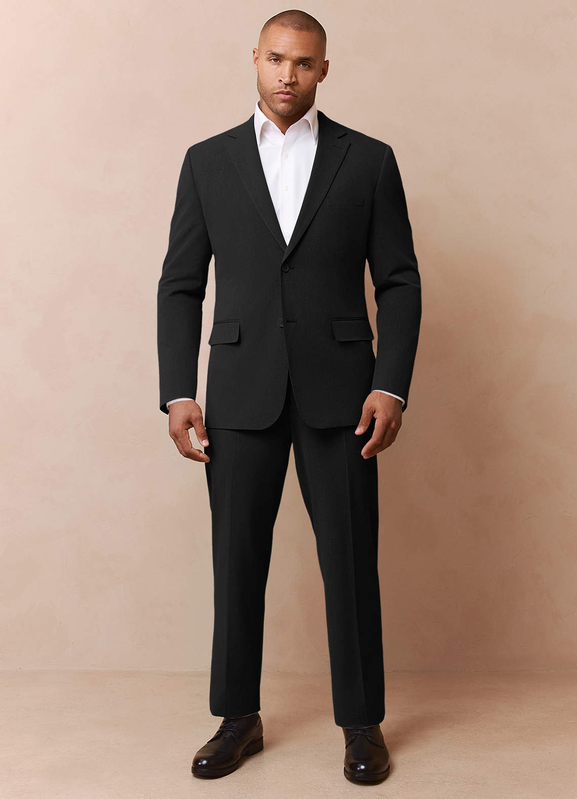 front Savile Black Wool Blend Suit