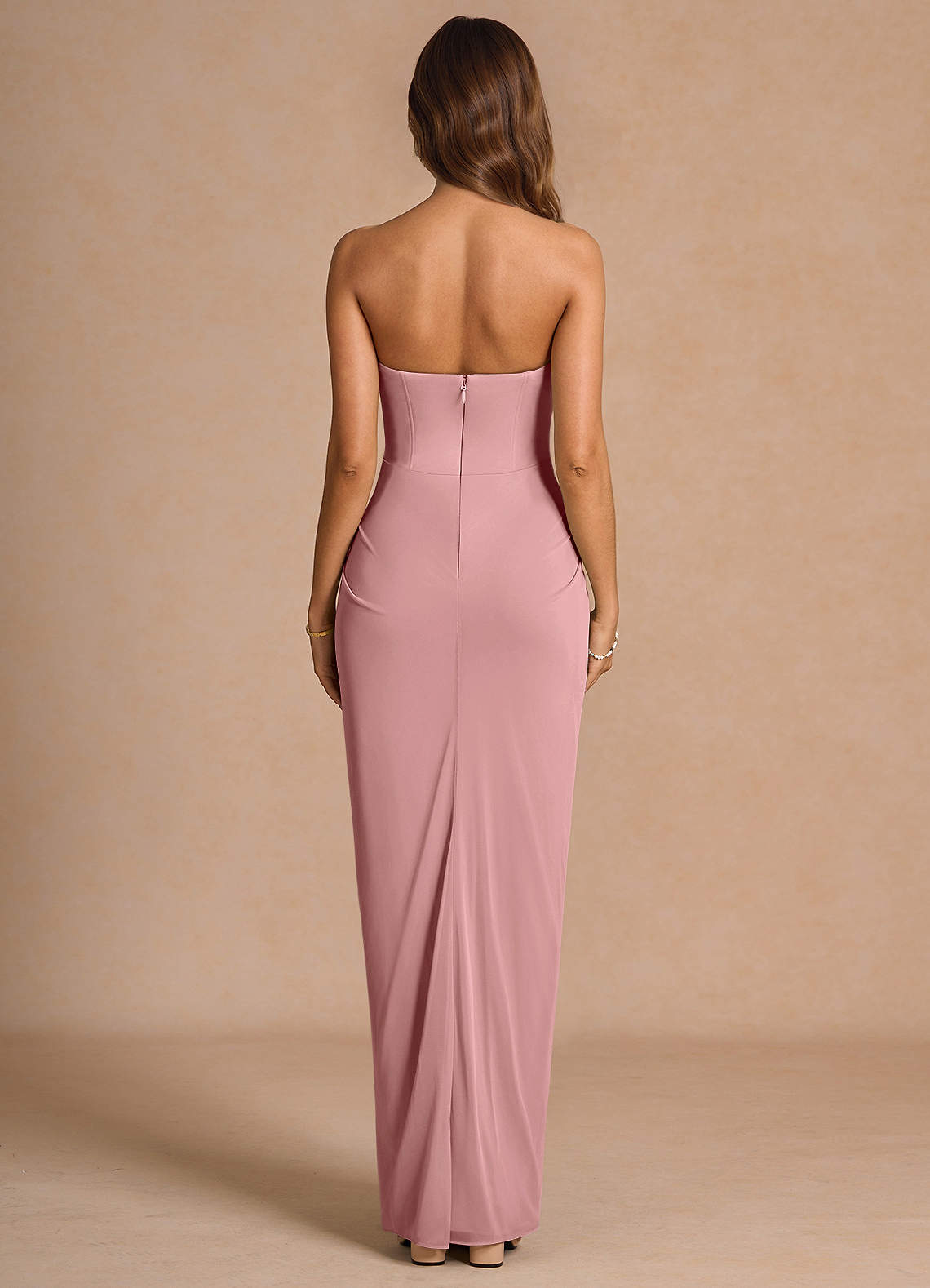 strapless open back dress Anna October Women's Beaded Waterlily Dress, Light Pink, Polyester | Size: Large