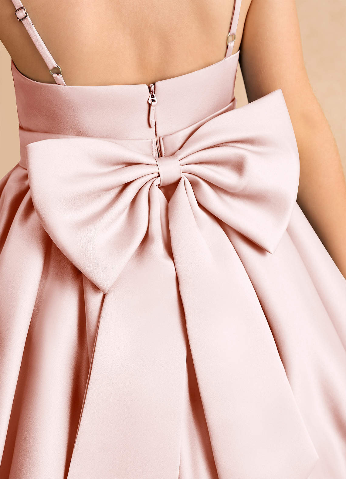 Azazie Davine vestidos de niña de las flores Vestido de Rosa Rubor de Satin Mate de Corte En A con Tirante Espagueti image9