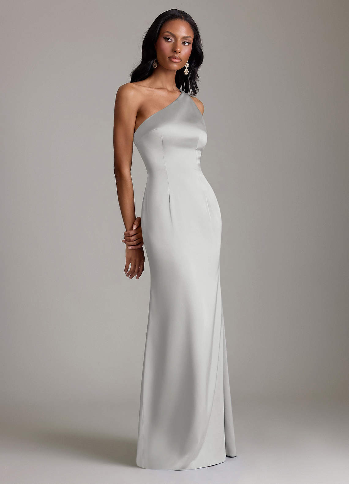 silver satin oriental lace up back bodycon dress Long Satin Prom Dress with Beaded Sheer Corset Bronze / 00