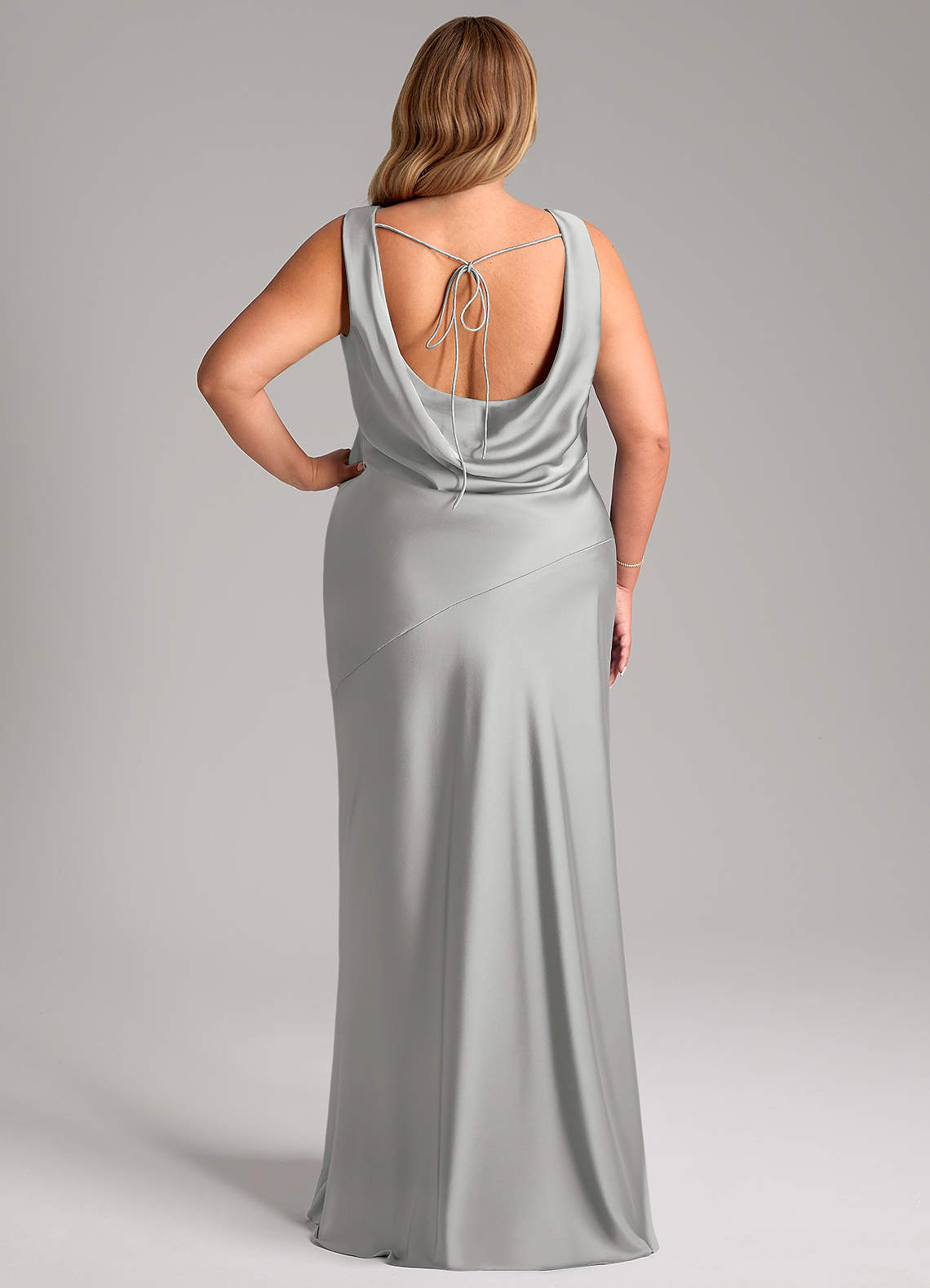 Azazie Rylina Brudtärnklänningar Klä av Sjöjungfru i Stretch Satin Silver image8