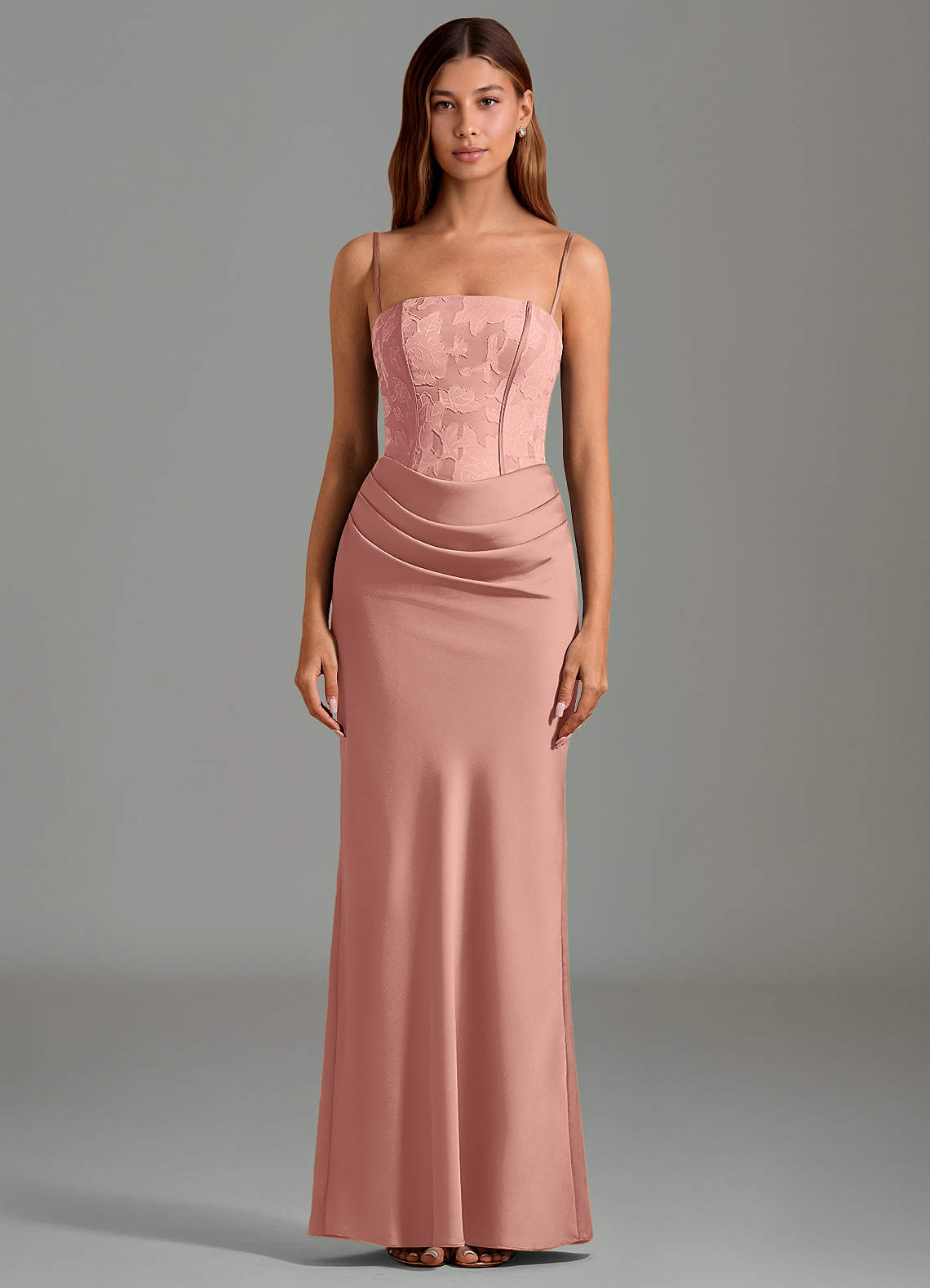 Azazie Emilia Morsiusneito Mekot Mrenneito Olkaimeton Joustava satiini Lattian pituus Pukeutua image4