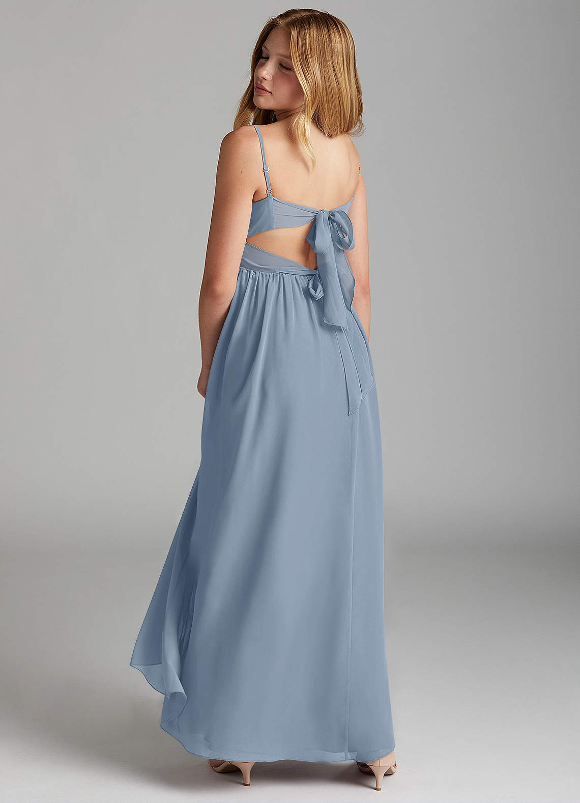 Azazie Zeya Junior Dusty Blue A-Line Chiffon Dress image4