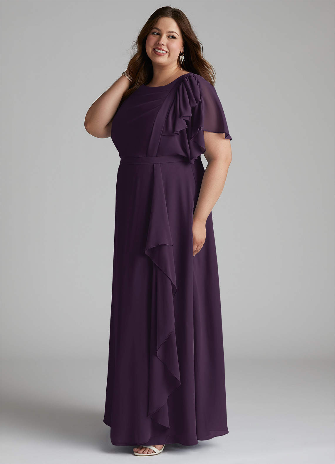 Azazie Aaliyah Modest Bridesmaid Dresses A-Line Scoop Pleated Chiffon Floor-Length Dress image13