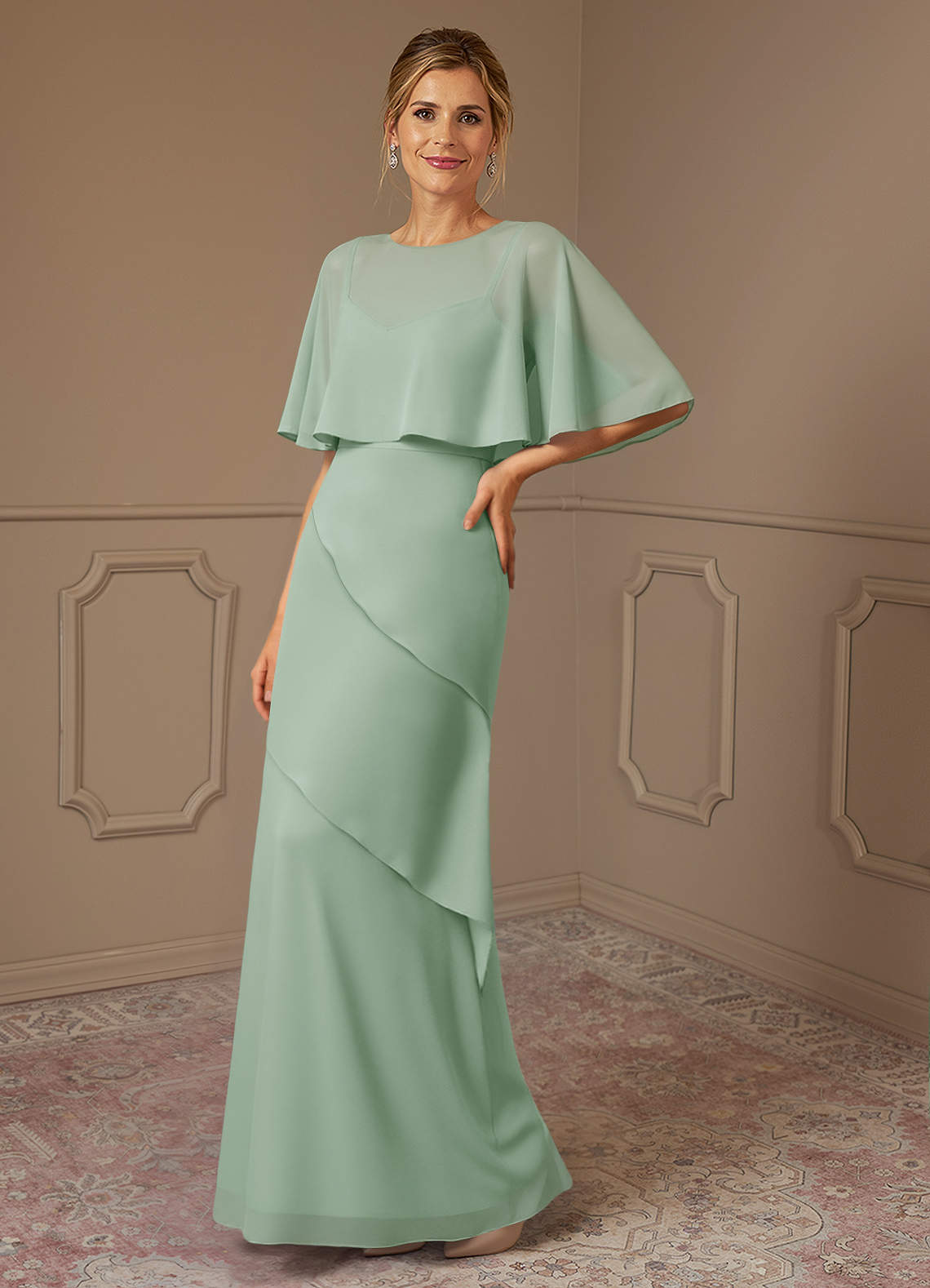 Azazie Bowie Mother of the Bride Dresses Agave A-Line Chiffon Dress image1