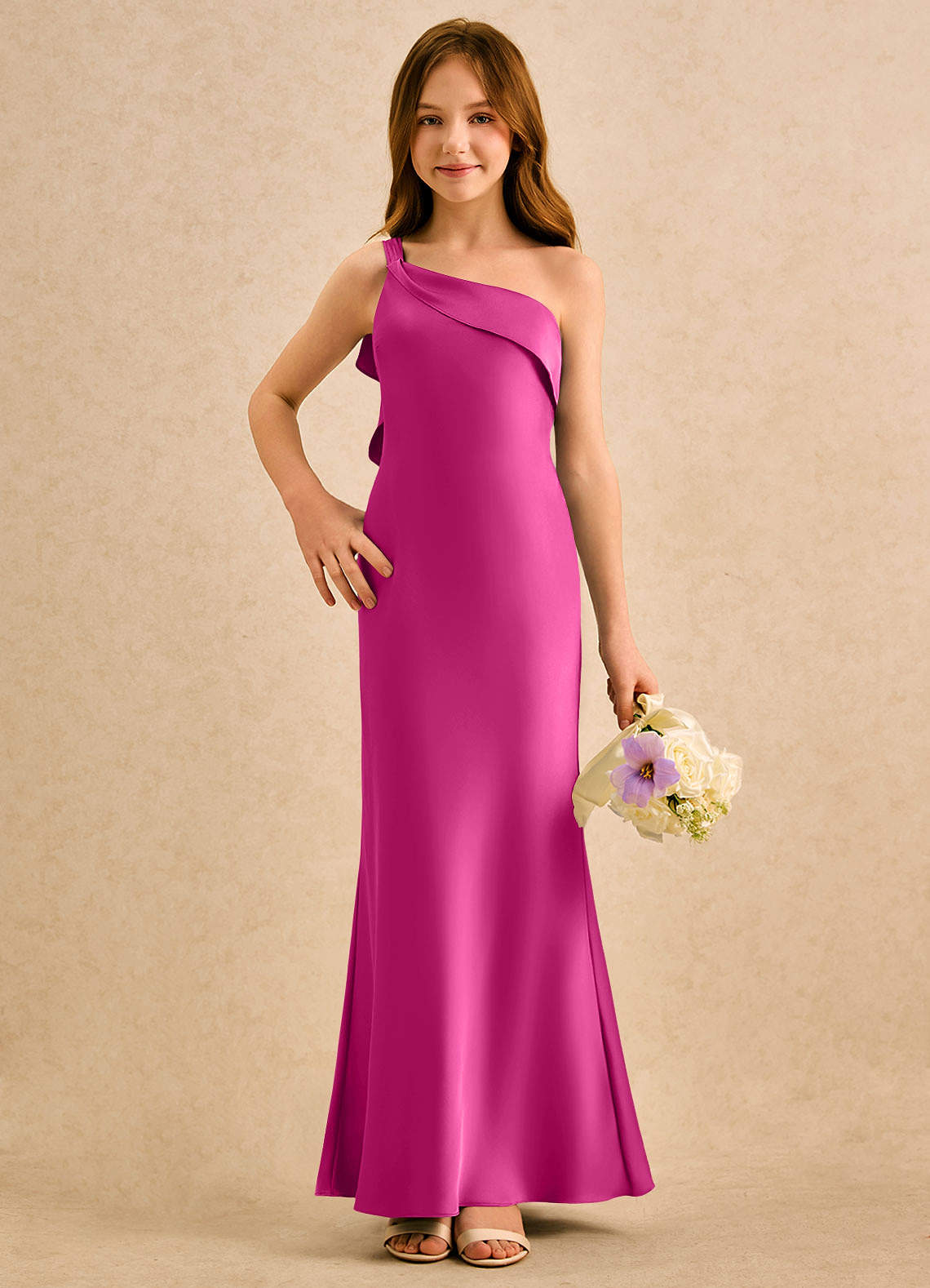 fuchsia dresses formal Sexy High Slit Long Sleeves Prom Dress with its stunning A Fuchsia Pink Long Lace Prom