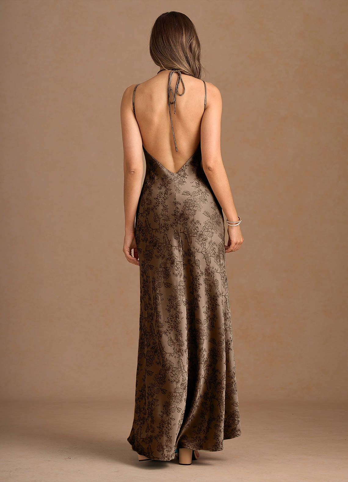 Floriane Coffee Brown Maxi Dress