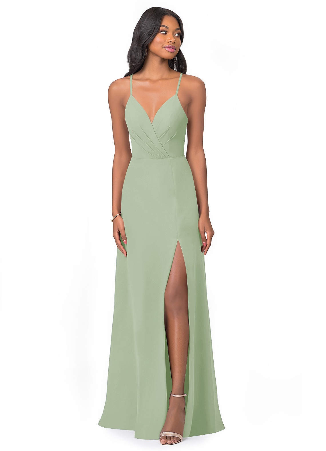 Azazie Everleigh Bridesmaid Dresses Dusty Sage A-Line Sweetheart Pleated Chiffon Dress image1
