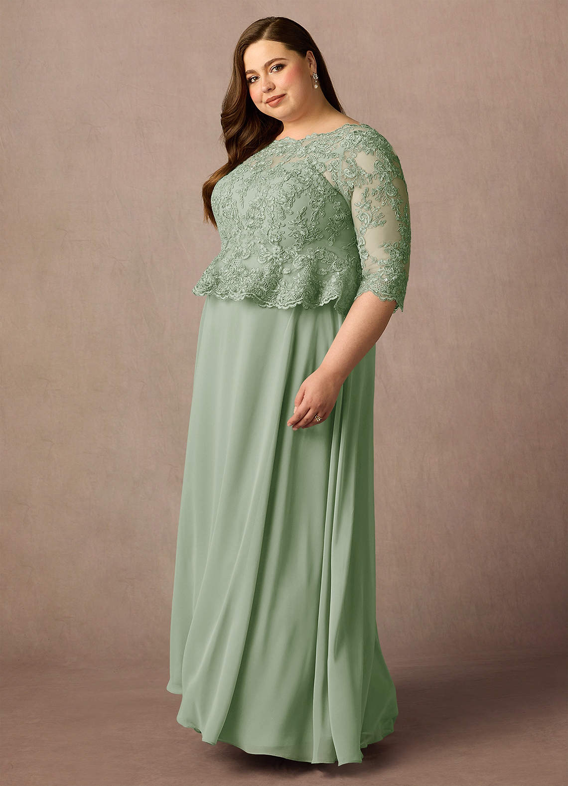 Azazie Averie Mother of the Bride Dresses Dusty Sage A-Line Boatneck Sequins Chiffon Dress image10