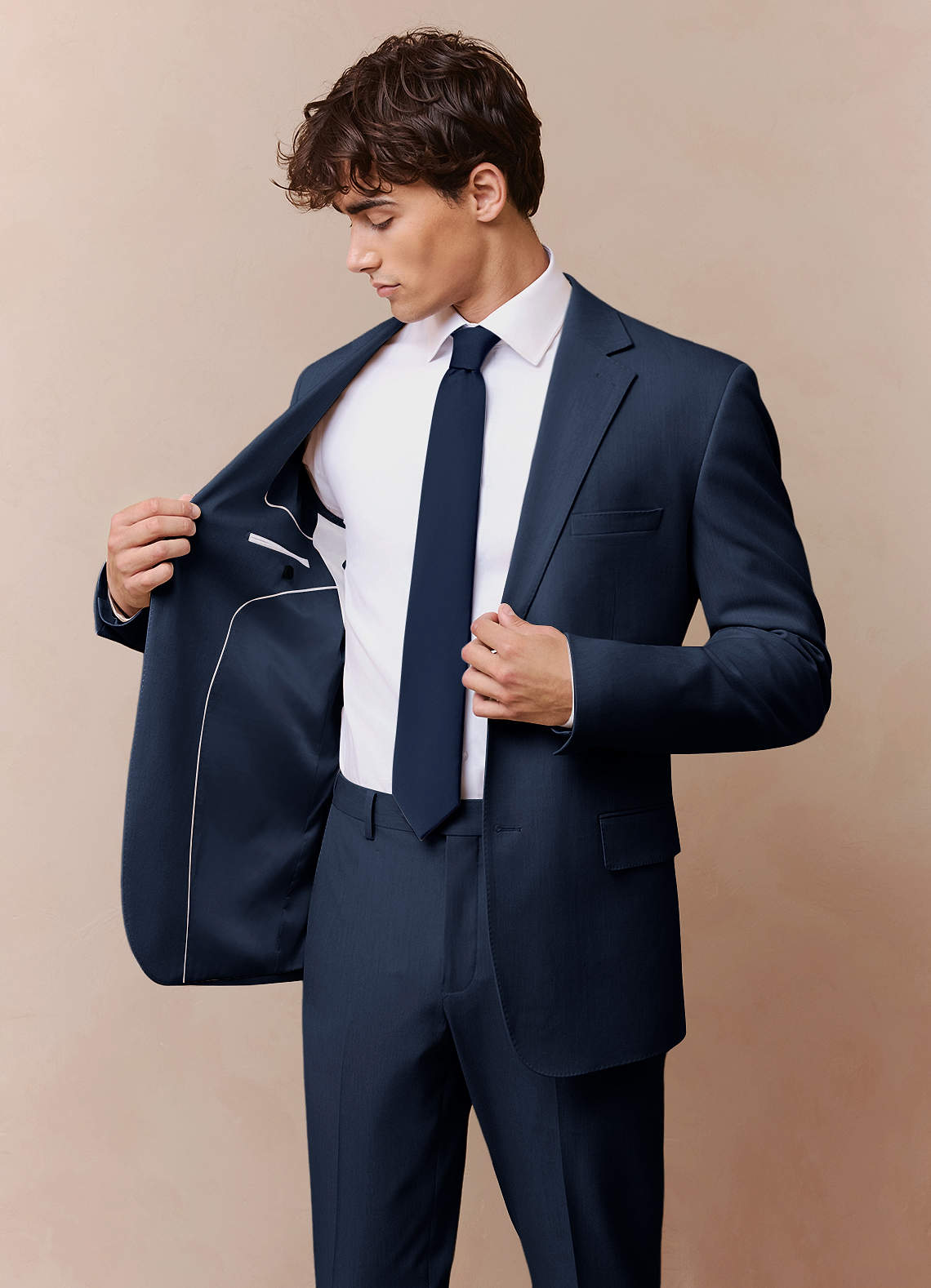 front James Dark Navy Structured Stretch Suit Jacket