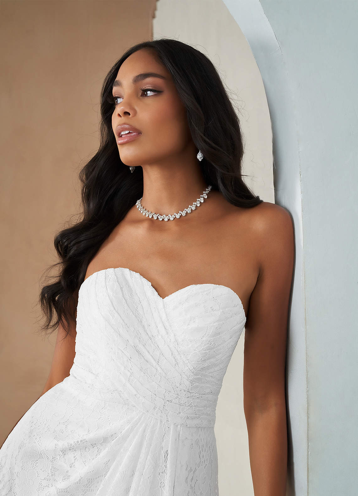 Azazie Billie Wedding Dresses A-Line Lace Floor-Length Dress image1