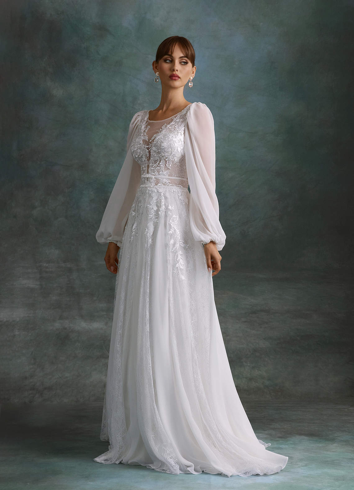 a line white lace dress Azazie Keylani Adorned in a pristine