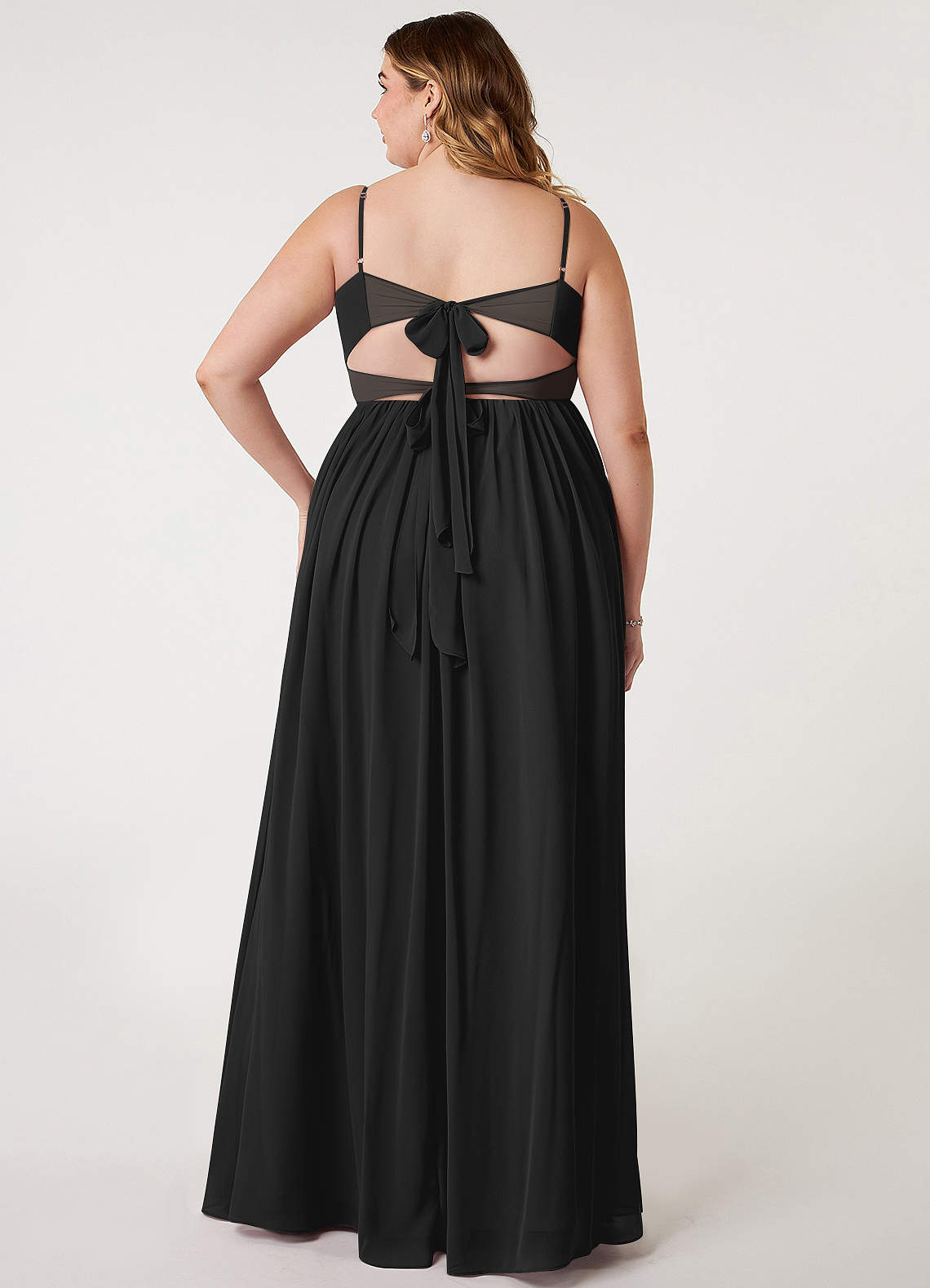 Azazie Zeya Bridesmaid Dresses Black A-Line V-Neck Pleated Chiffon Dress image6