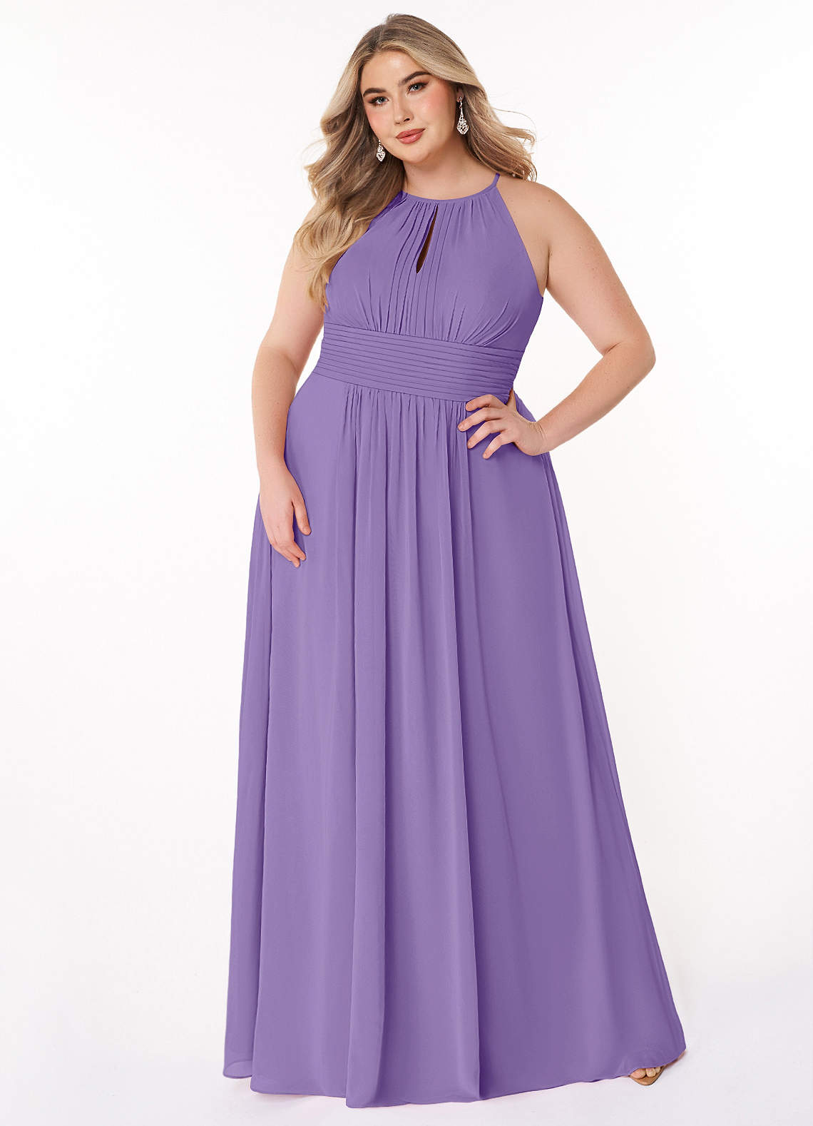 Azazie Bonnie Bridesmaid Dresses Tahiti A-Line Keyhole Ruched Chiffon Dress image1