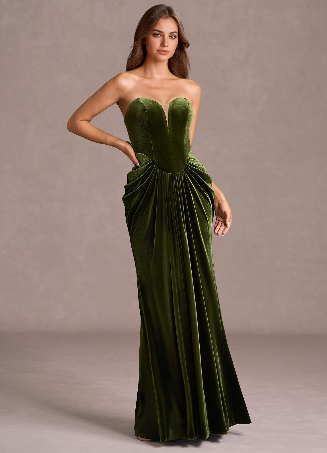 fitted lace wedding dress LILAH VELVET SEQUIN MAXI DRESS (GREEN) | Love Cherish