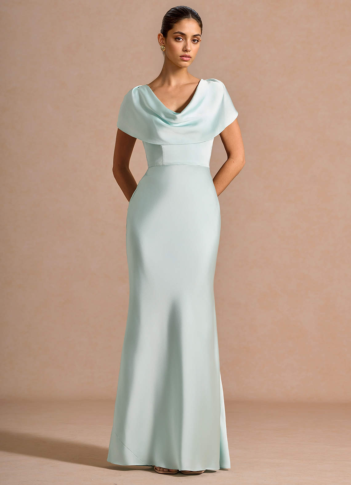 mint maxi bridesmaid dress Azazie Mint Blue Short Sleeve Mermaid Evening Dress / Gown