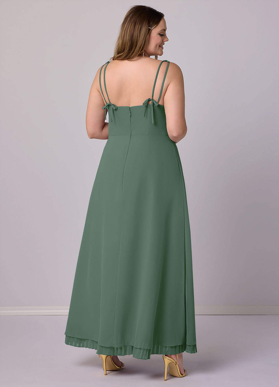 Barbie ♥ Azazie Bridesmaid Dresses A-Line Pleated Chiffon Ankle-Length Dress image4