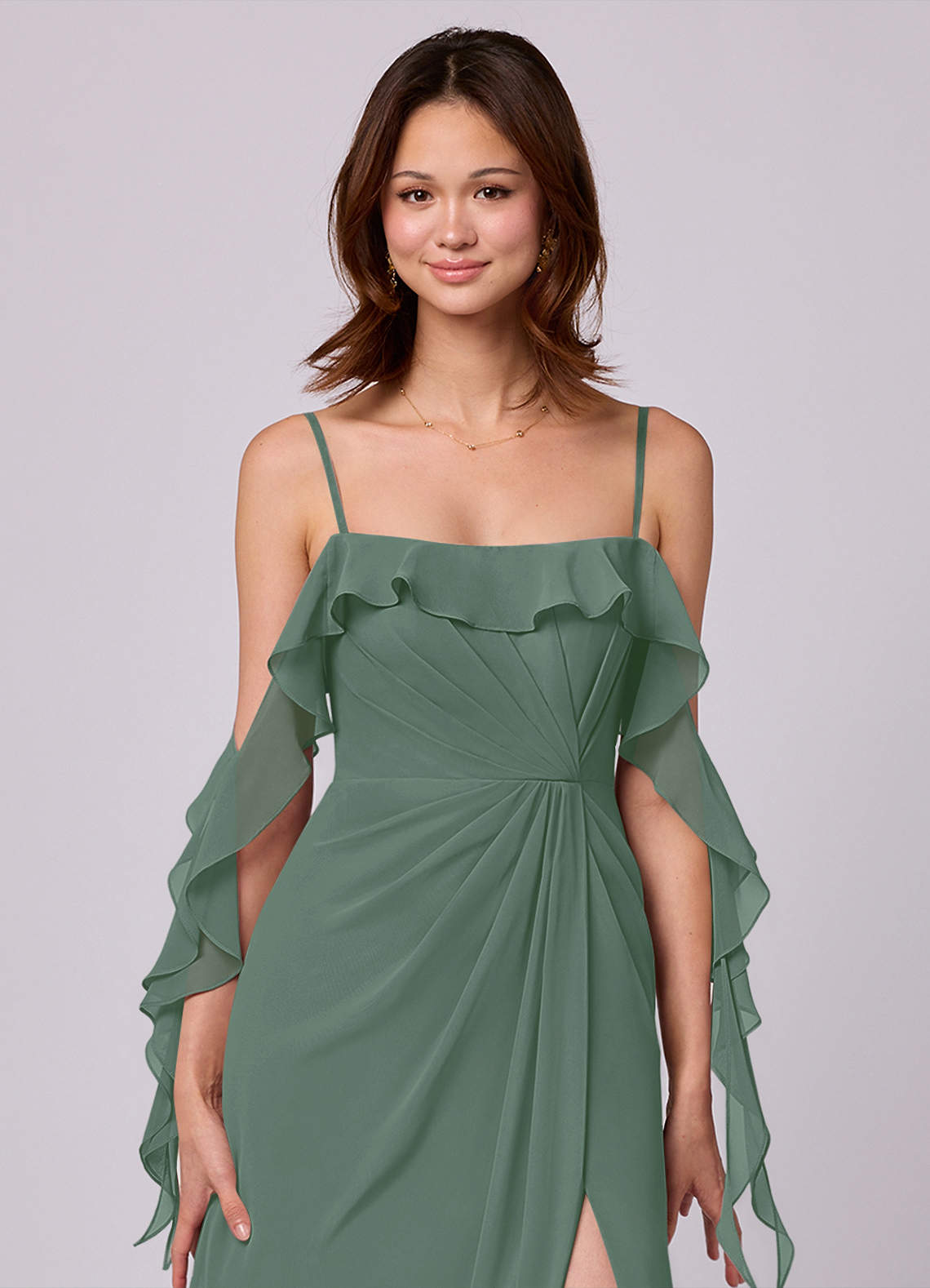 Barbie ♥ Azazie Bridesmaid Dresses A-Line Off the Shoulder Chiffon Floor-Length Dress image1