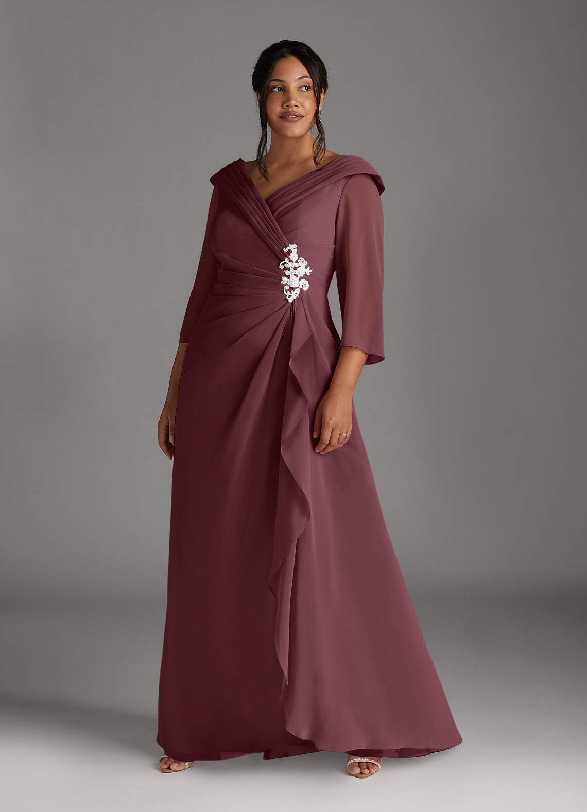 Azazie Jaycee Mère de la mariée Robes Robe Trapèze en Mousseline de soie Sangria image1