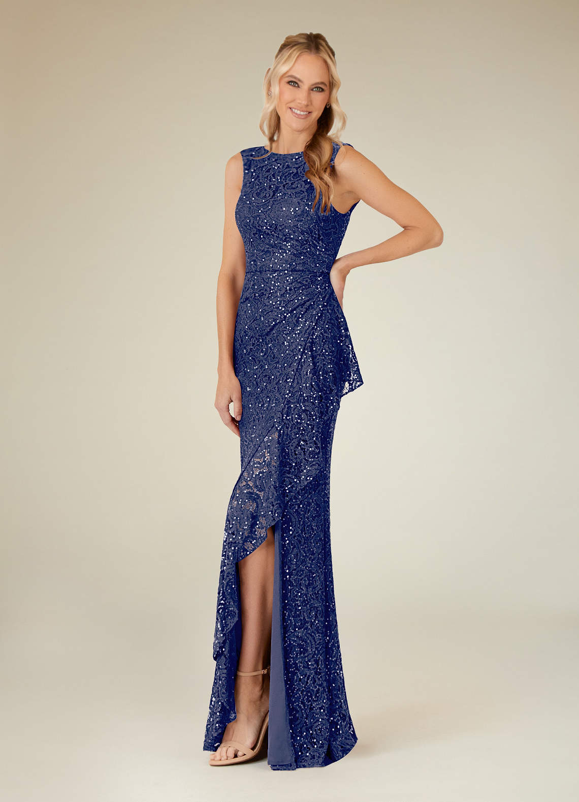 Azazie Eleanora Stormy Sheath Sequins Lace Dress Ready to Ship