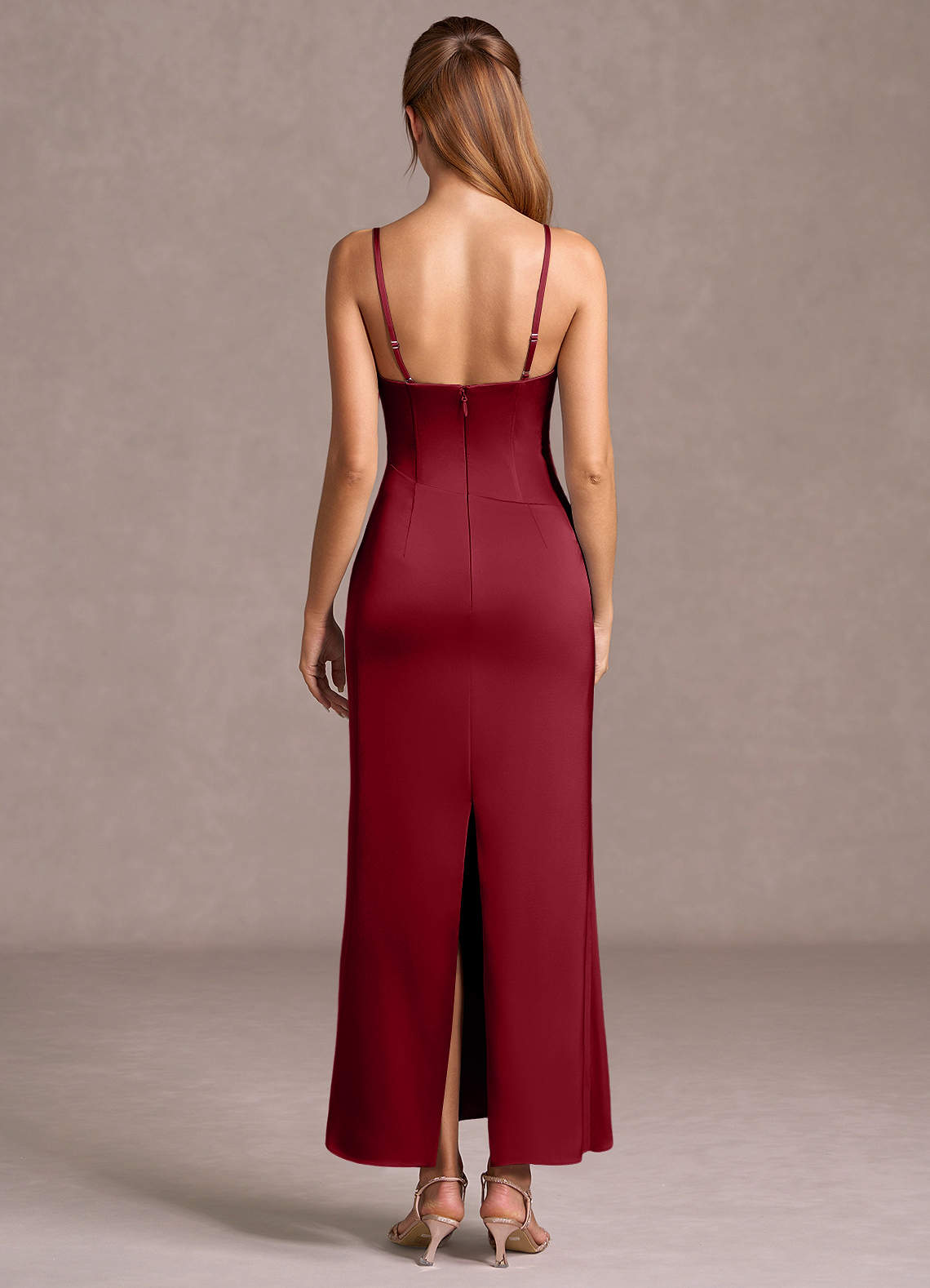 open back long sleeve wedding dress A Line Wedding Dress Satin Bow Back Long Sleeves