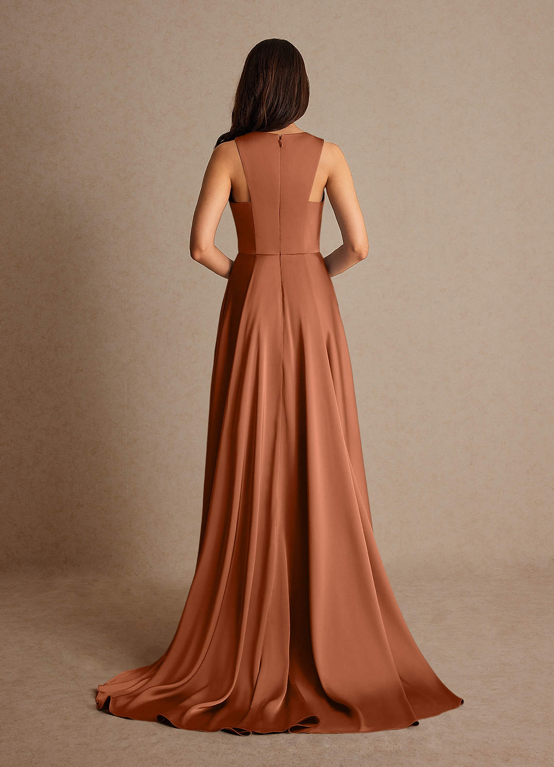 リルアー　drape design dress M-Long brown Long Draped dress - E-SHOP - Ready-to-Wear | Maison Schiaparelli