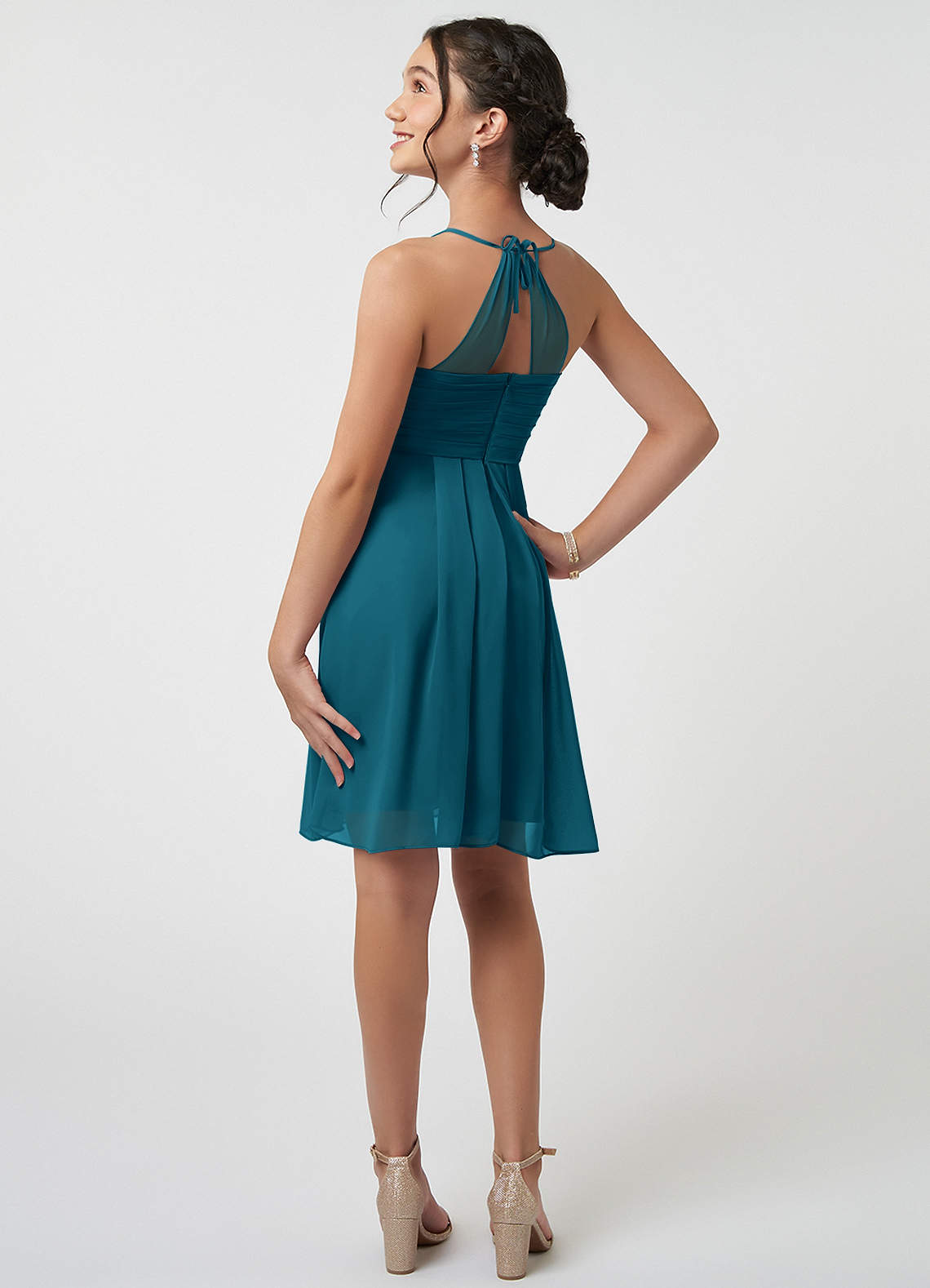 Azazie Ginny Junior Bridesmaid Dress in Ink Blue | Azazie