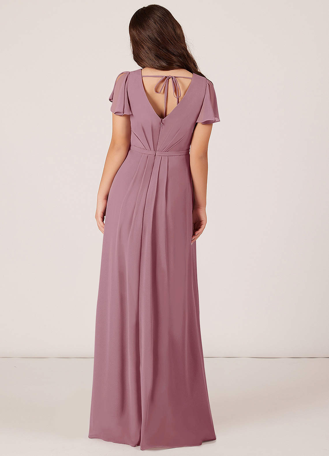 Flutter sleeve crinkle shop chiffon bridesmaid dress