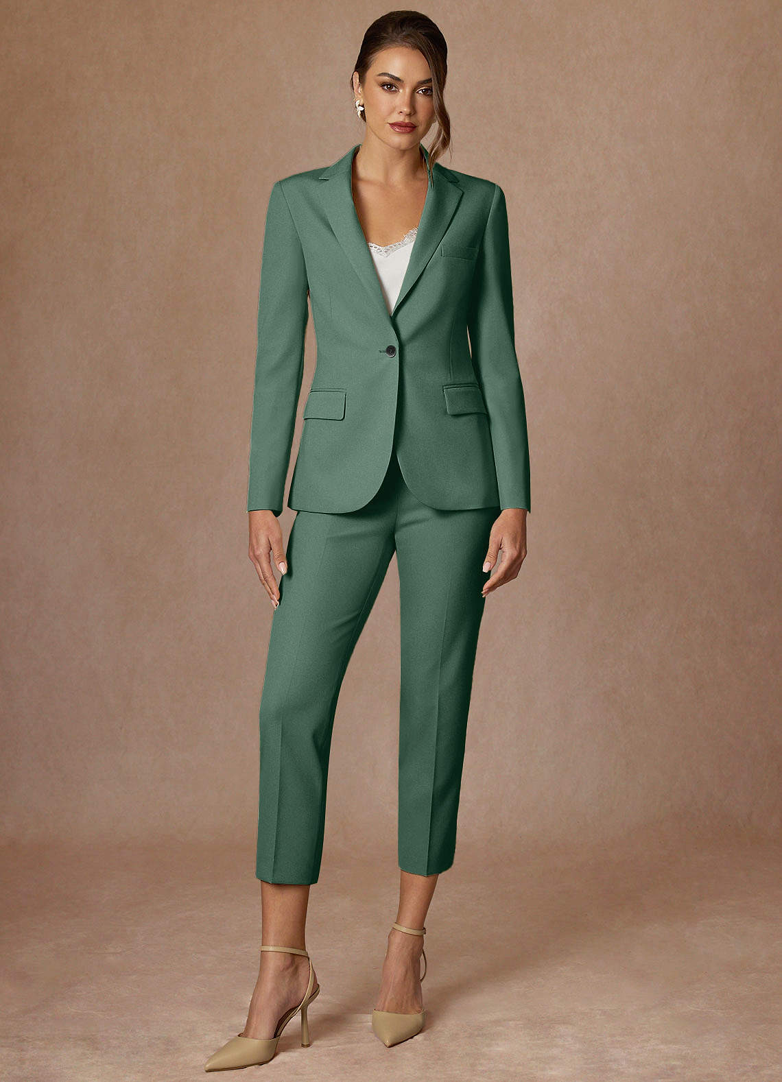 front Kennedy Eucalyptus Structured Stretch Blazer