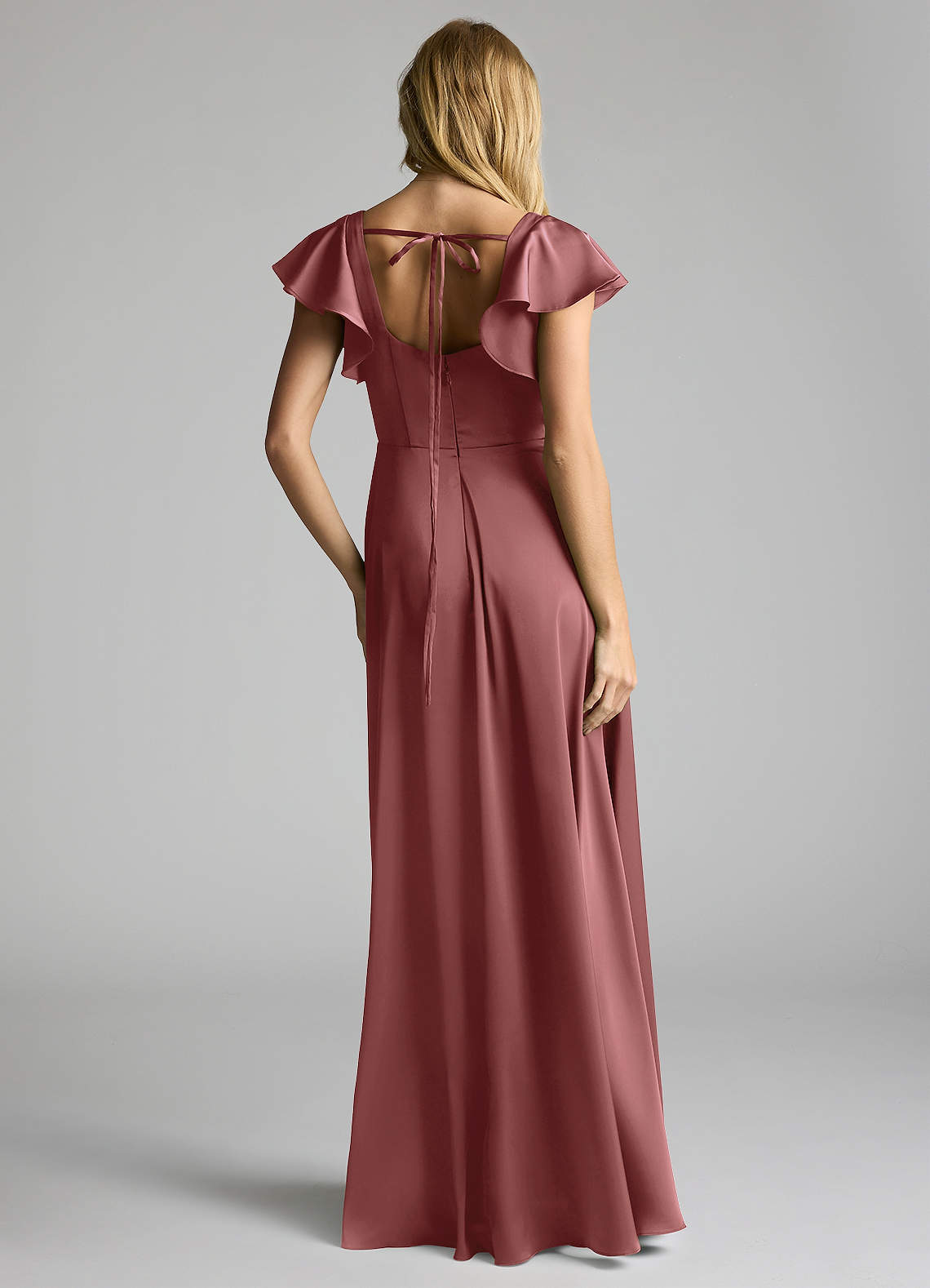 Azazie Bondi Bridesmaid Dresses Amethyst A-Line Bow Stretch Satin Dress image3