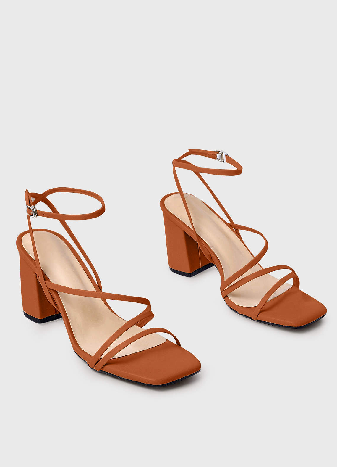 front Ankle Strap Block Heel Sandals