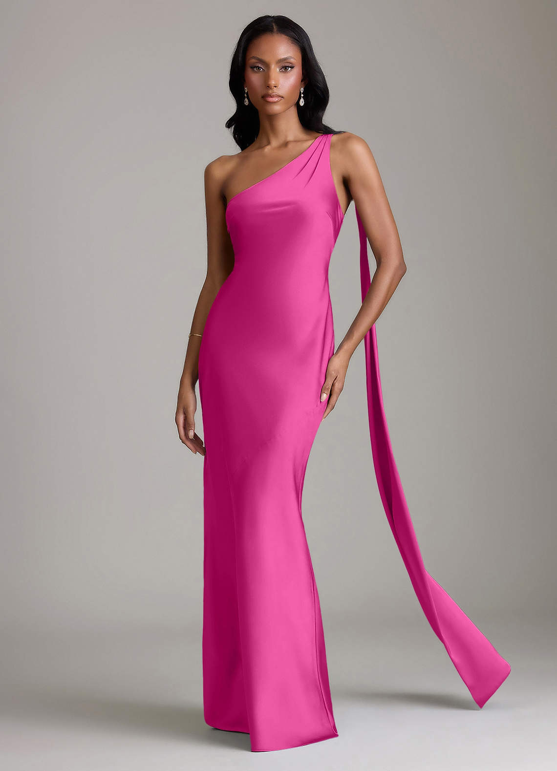 satin fuchsia bridesmaid dresses Azazie Juniper Jan27-MDs Black Formal Dresses, Long COLOR:Rose Gold clean or hand