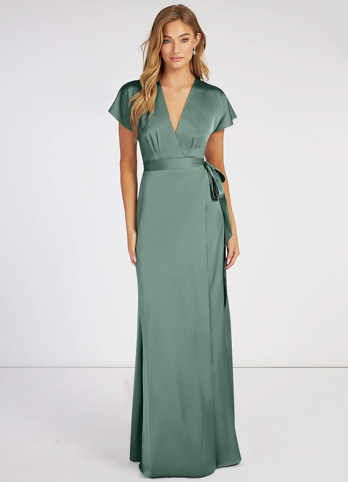 Great Description About Satin Eucalyptus Bridesmaid Dress