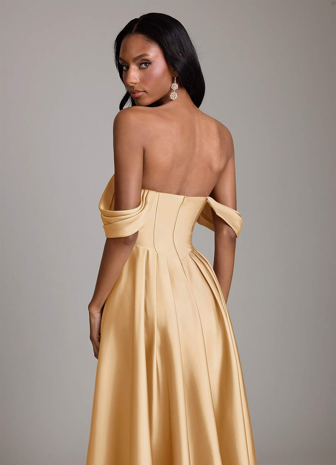 Azazie Loisa Gold Stretch Satin Bridesmaid Dresses | Azazie UK
