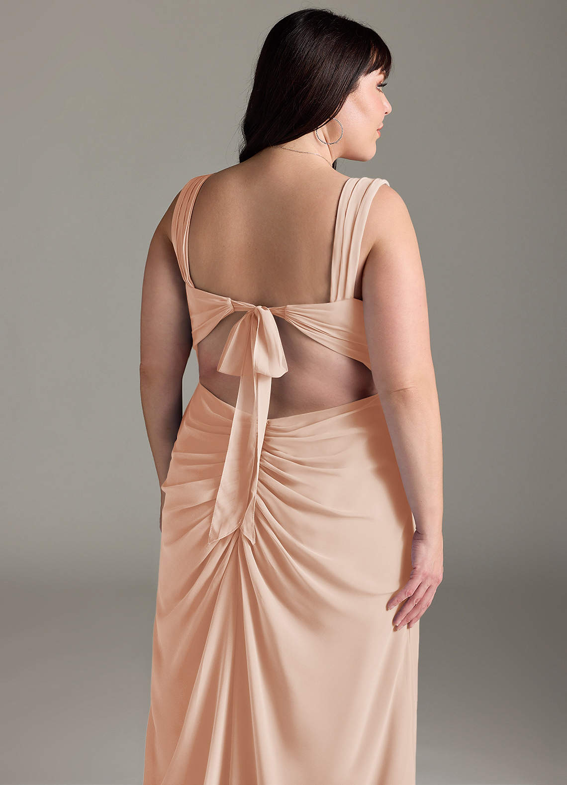 Azazie Jesaphine Bridesmaid Dresses English Rose Sheath Bow Chiffon Dress image13