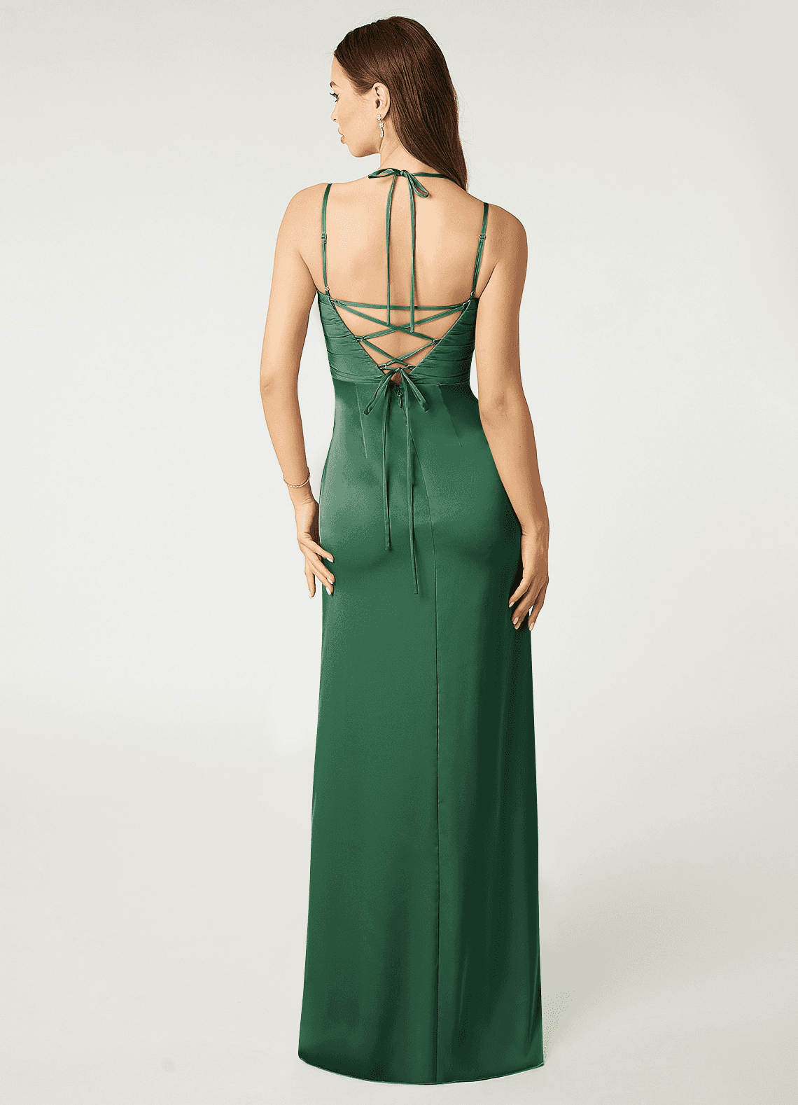 Azazie Desi Dark Green Stretch Satin Bridesmaid Dresses | Azazie