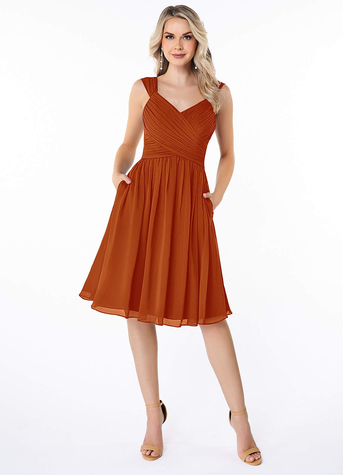 Azazie Angie Bridesmaid Dresses Paprika A-Line Corset Chiffon Dress image1