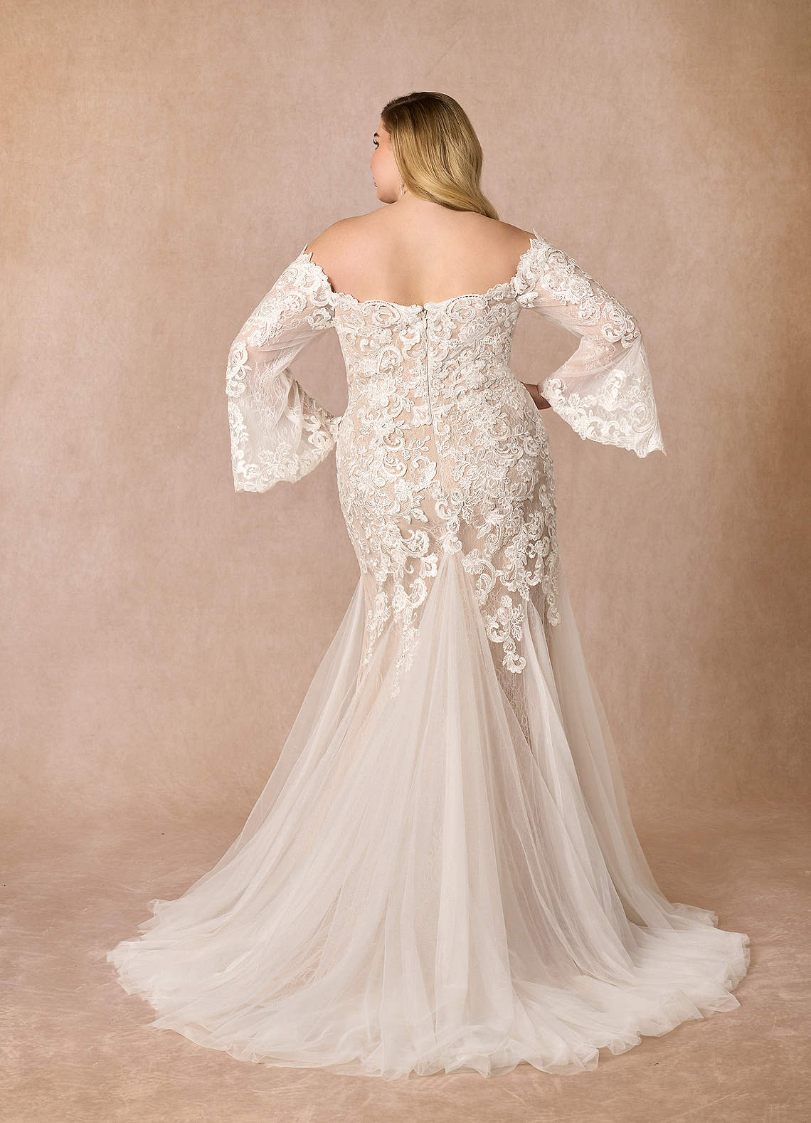 Azazie Arlette Wedding Dresses Diamond White Nude Mermaid Sweetheart Sequins Tulle Dress image9