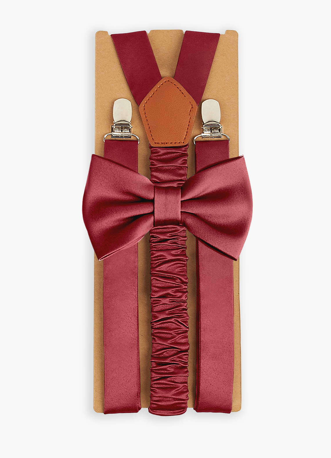 front Matching Matte Satin Bow Tie & Suspenders Set
