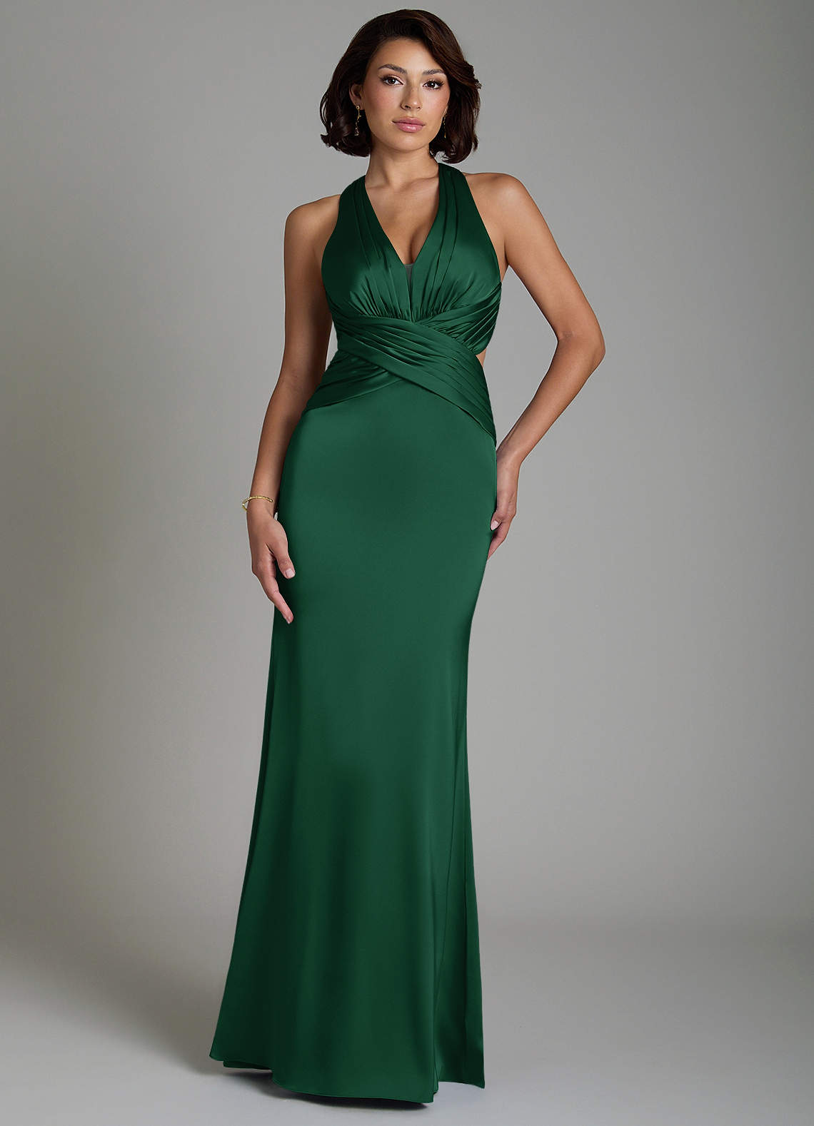 maya bridesmaid dresses green Azazie Dark Stretch Satin firmenity polo shirt while an optional adjustable Faviana 11106E Beaded Short Size:US:6-8