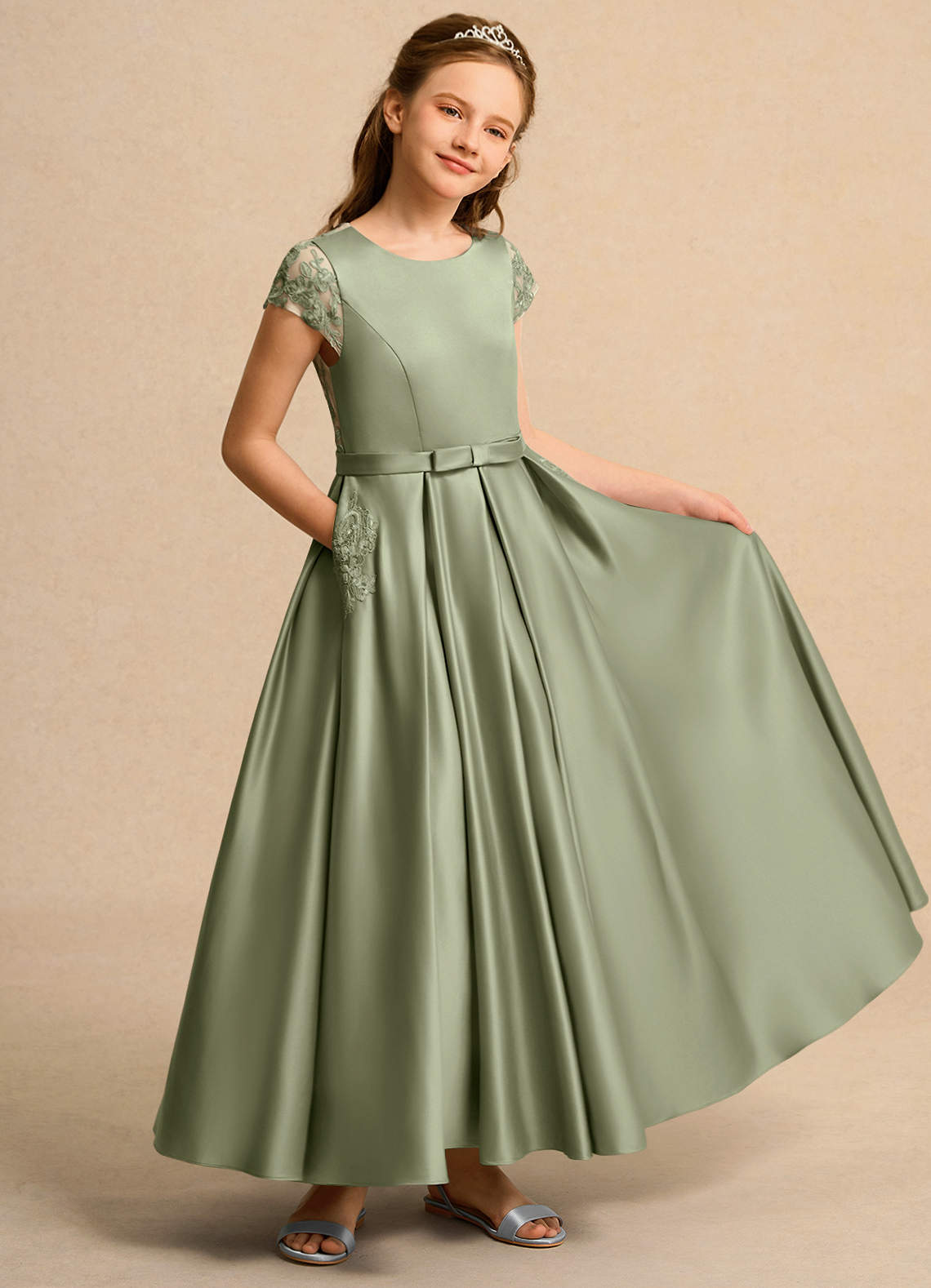 slim fit dress slacks Wedtrend Women Sheath Pistachio Prom Dress V-Neck Beaded Long Evening Dress with Slit, Army Green / US14 main image 1